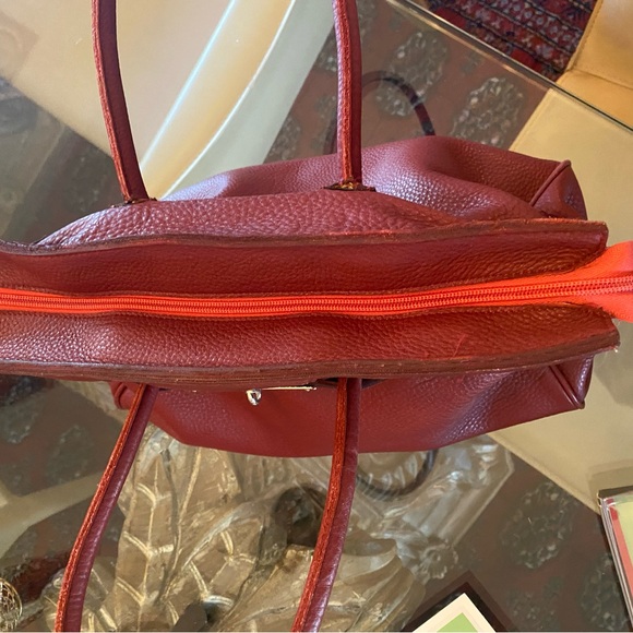 Carla Mancini Burgundy Leather Handbag - Picture 6 of 14